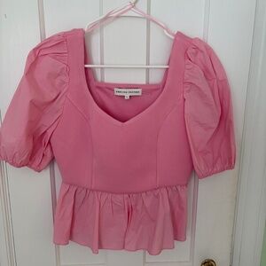 ENGLISH FACTORY pink babydoll puff sleeve top. NEVER WORN. women's size small